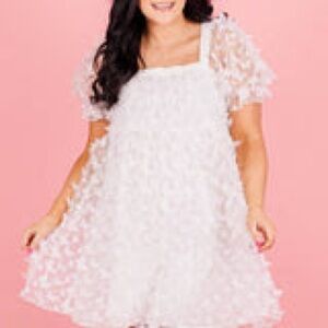 White Butterfly Appliqué Dress